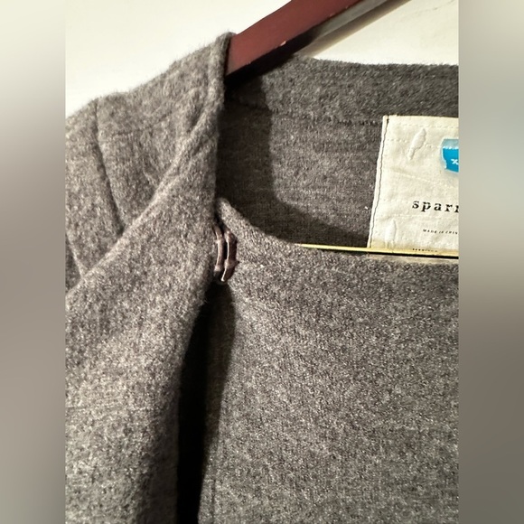 SPARROW Anthropologie Gray 100% Merino Wool XS Double Breasted Fit Flare Sweater - Picture 7 of 16